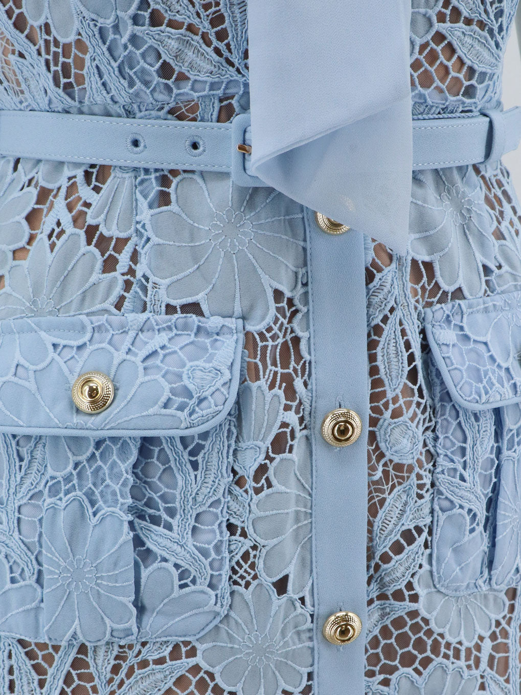 Self-Portrait Lace dress with belt - Blue