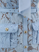 Self-Portrait Lace dress with belt - Blue