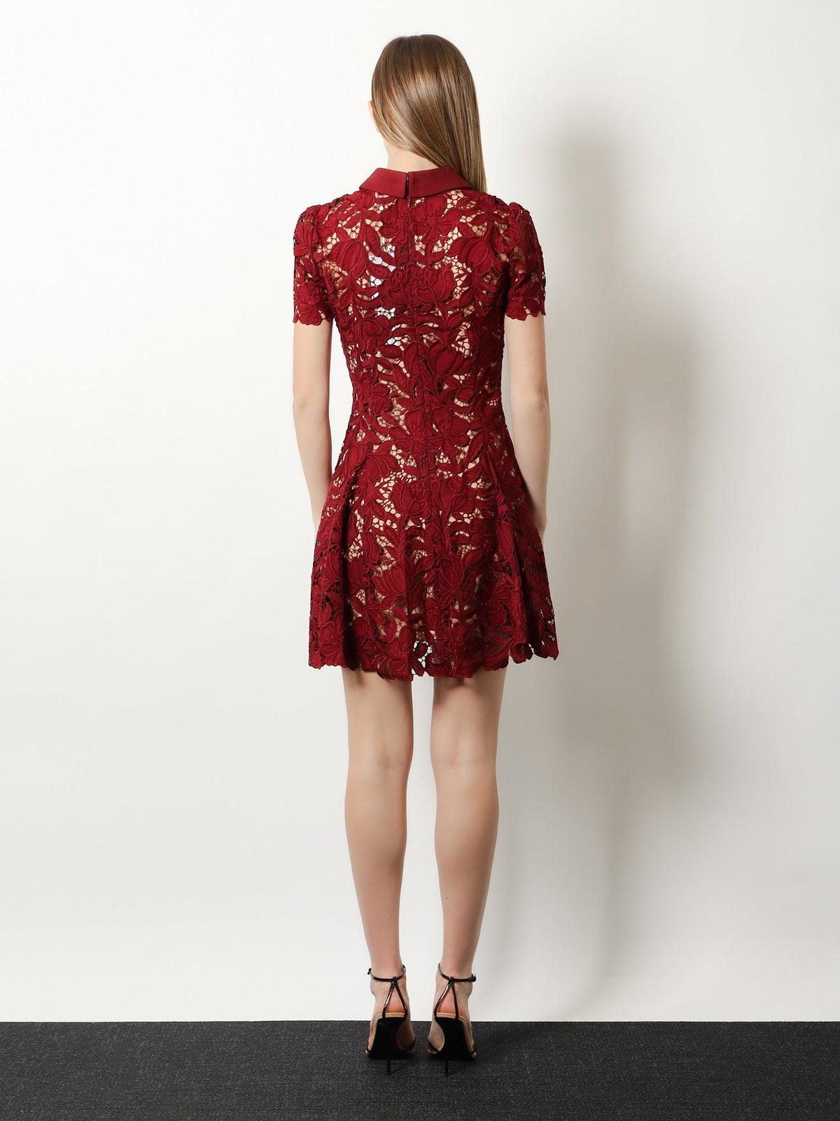 Self-Portrait Lace Mini Dress - Burgundy