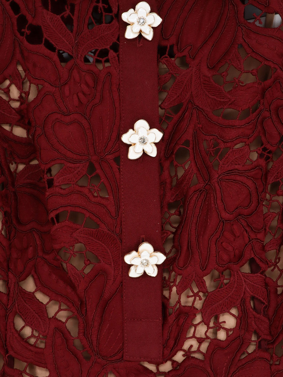 Self-Portrait Lace Mini Dress - Burgundy