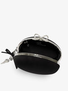 Self-Portrait Oval satin clutch bag - Black