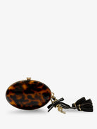 Self-Portrait Oval resin clutch bag - Brown