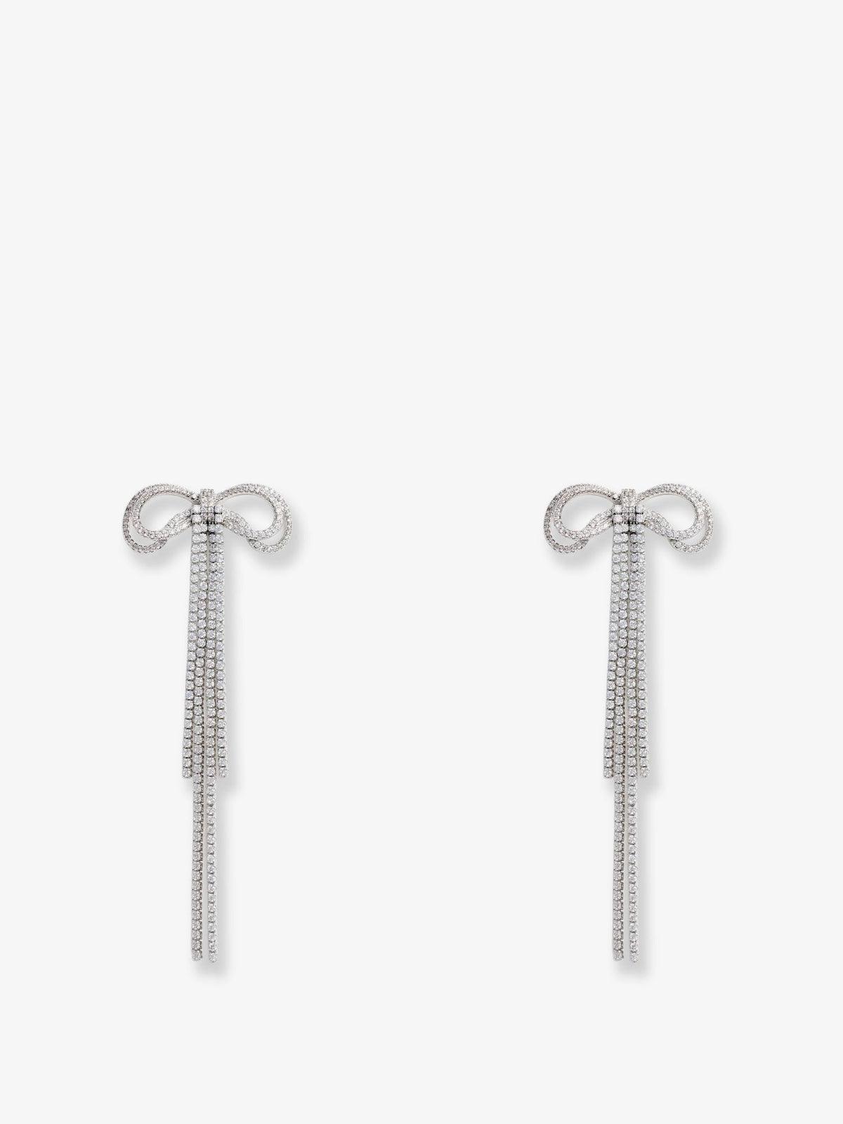 Self-Portrait Double Crystal Bow Earrings - Silver