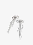 Self-Portrait Double Crystal Bow Earrings - Silver