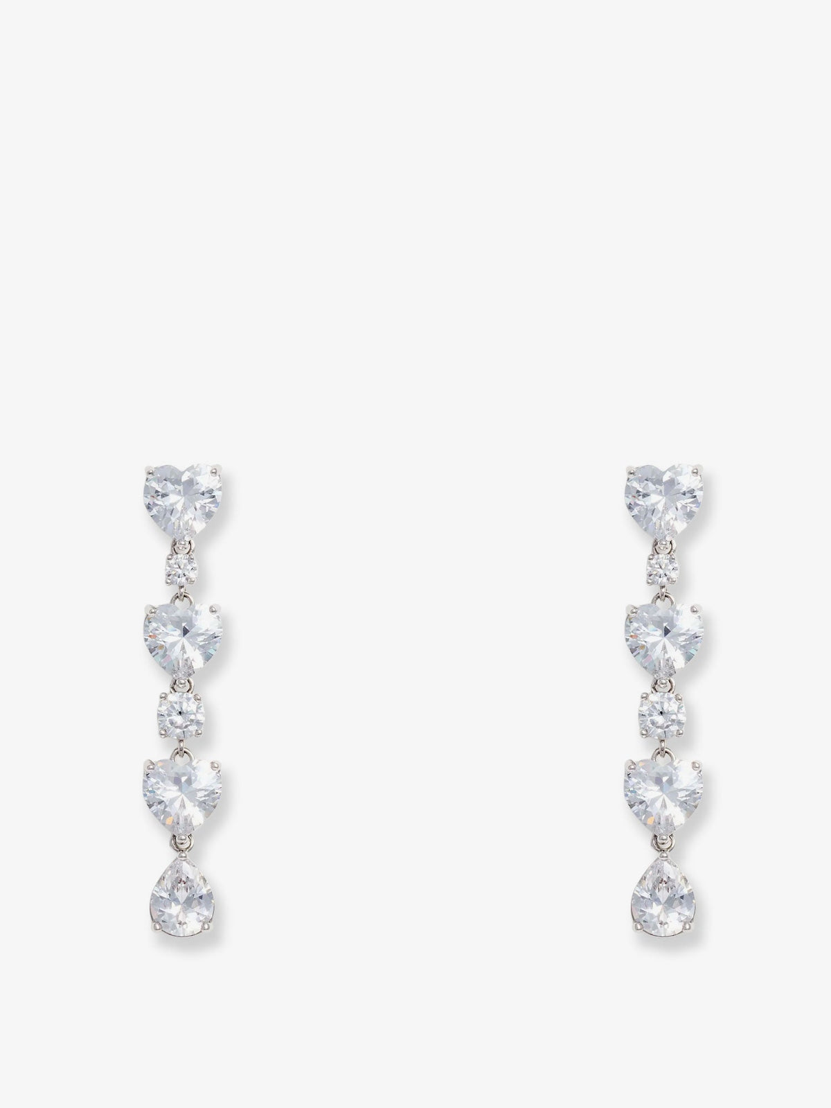 Self-Portrait Crystal Heart Tiered Earrings - Silver