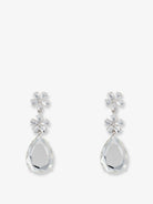 Self-Portrait Crystal Flower Tiered Earrings - Silver