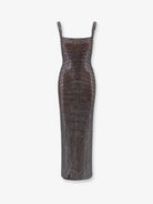 Self-Portrait Long dress with all-over rhinestones - Grey