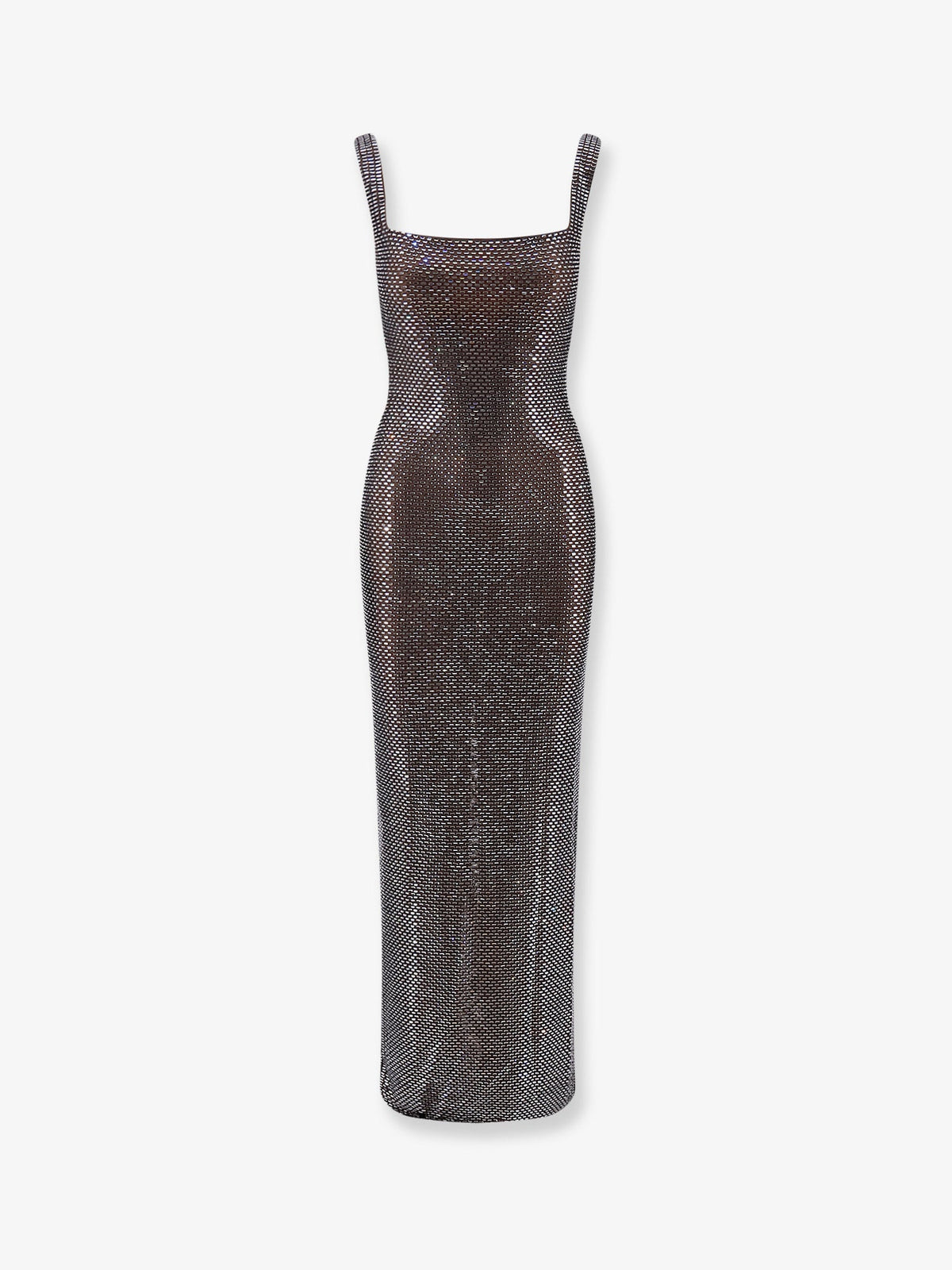 Self-Portrait Long dress with all-over rhinestones - Grey