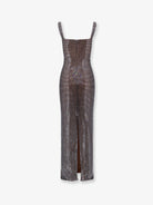 Self-Portrait Long dress with all-over rhinestones - Grey