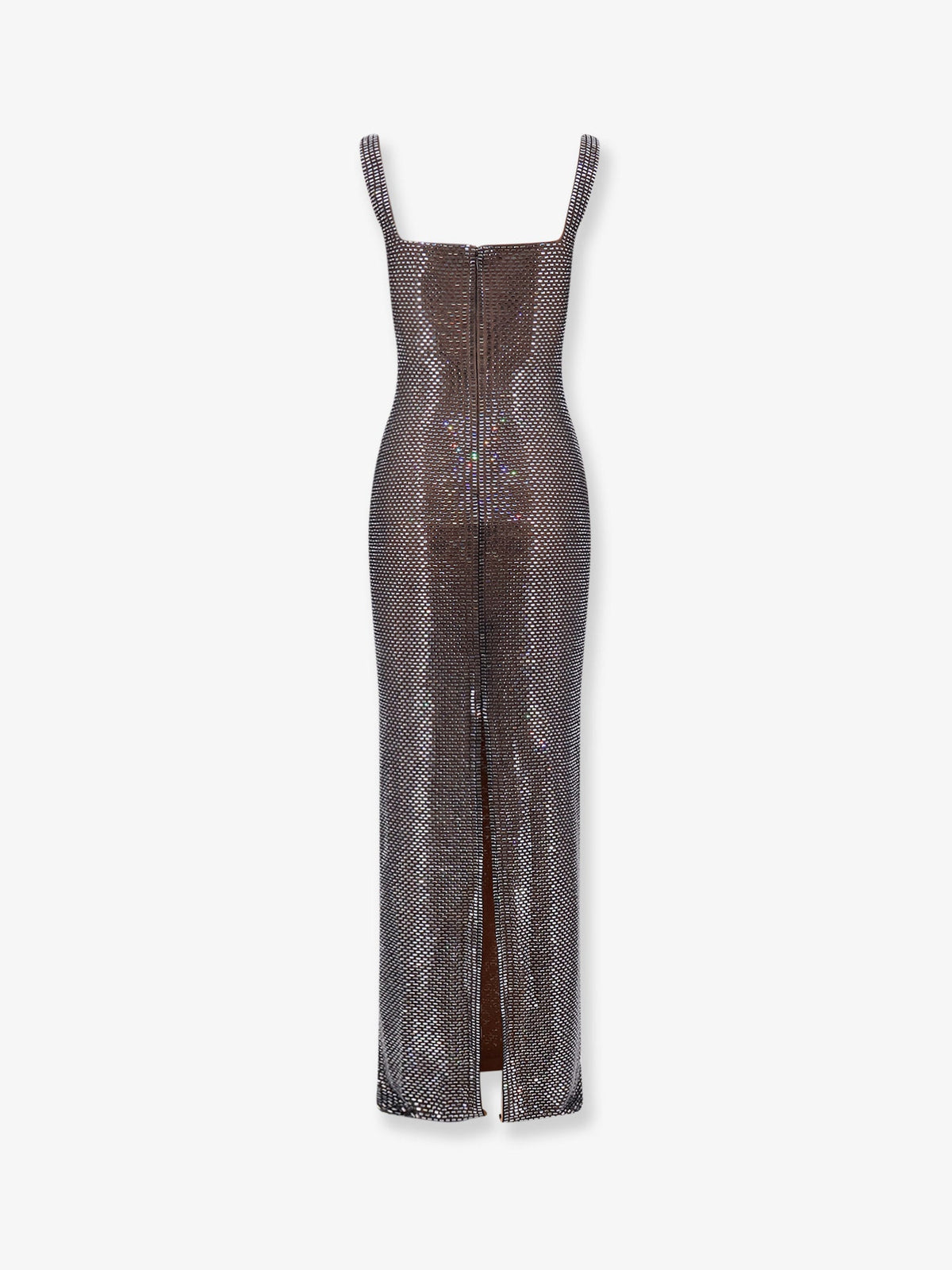 Self-Portrait Long dress with all-over rhinestones - Grey