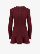 Self-Portrait Knitted bordeaux dress with Jewel details - Burgundy