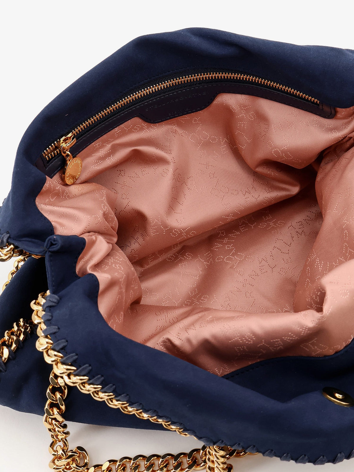 Stella McCartney Falabella alter suede shoulder bag with metal profiles - Navy