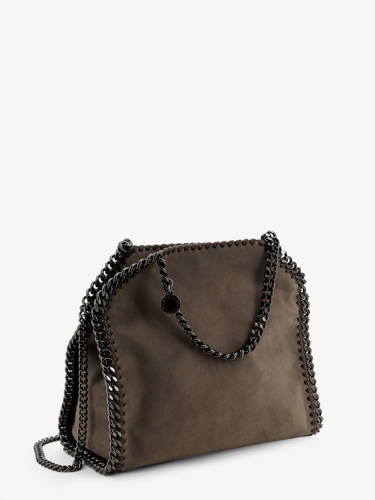 Stella McCartney Falabella Mini velvet crossbody bag - Darktaupe