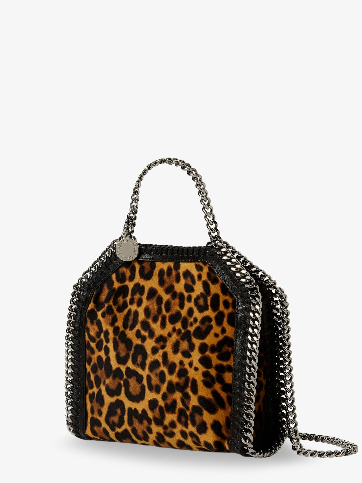 Stella McCartney Falabella Tiny Bag velvet crossbody bag with animal print - Leopard