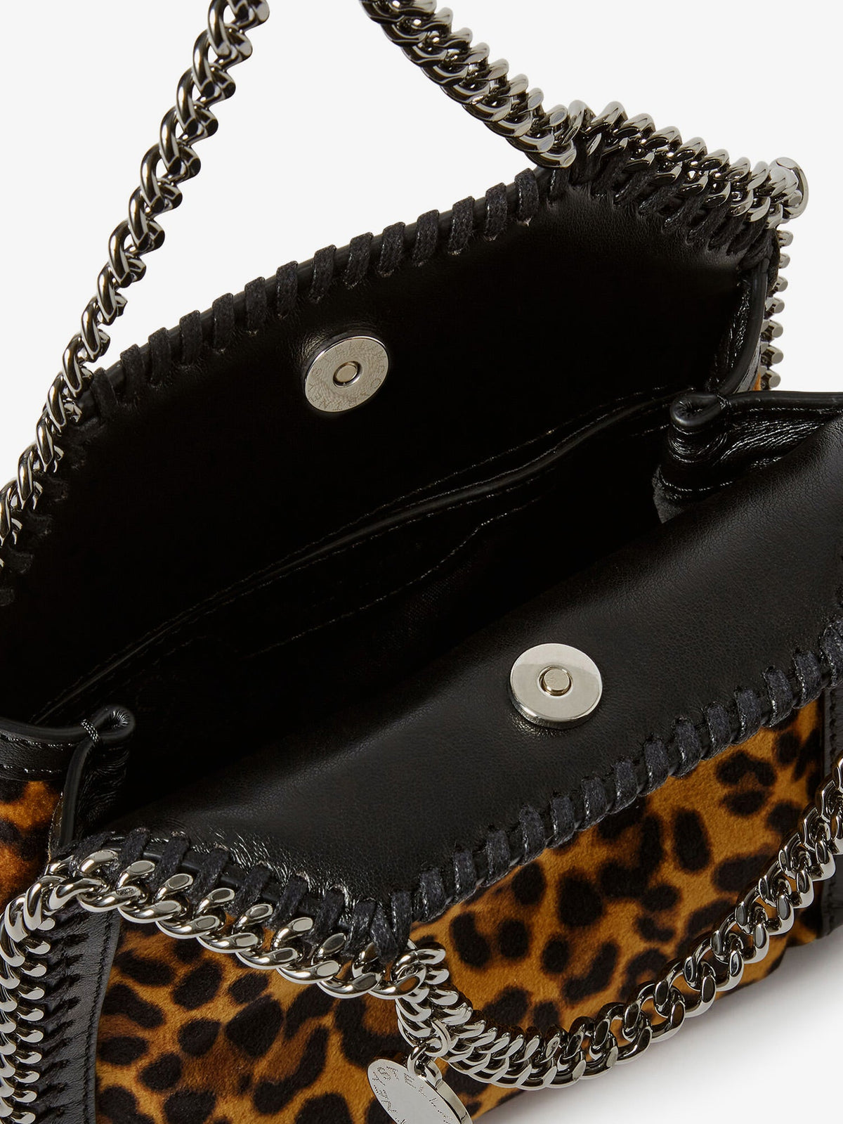Stella McCartney Falabella Tiny Bag velvet crossbody bag with animal print - Leopard