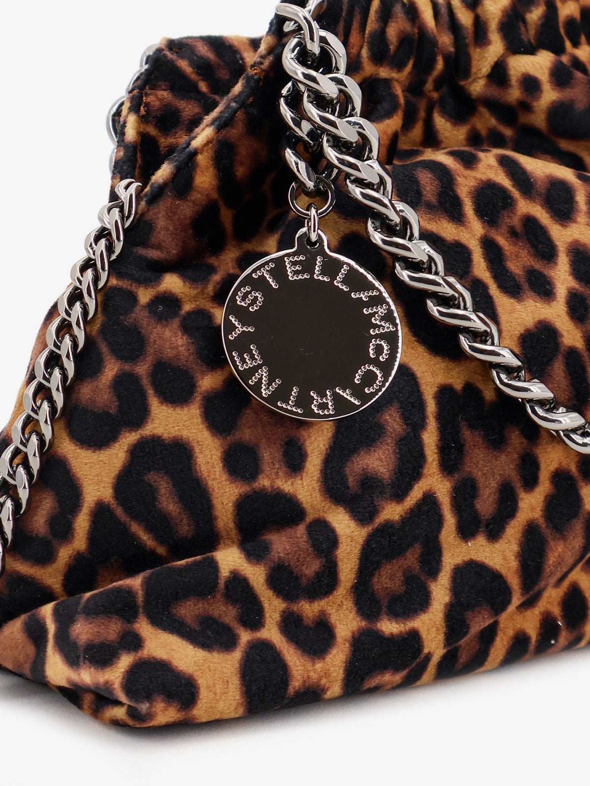 Stella McCartney Falabella Mini leopard print velvet crossbody bag
