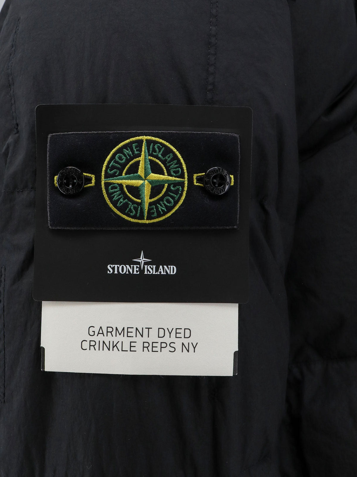 Stone Island Garment Dyed Crinkle Reps NY  recycled nylon down jacket with side logo patch - Black