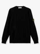Stone Island Wool sweater with side logo patch - Black