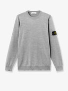 Stone Island Wool sweater with side logo patch - Ash Grey Melange