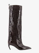 The Attico Lea boots in leather with crocodile print - Darkbrown