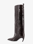 The Attico Lea boots in leather with crocodile print - Darkbrown