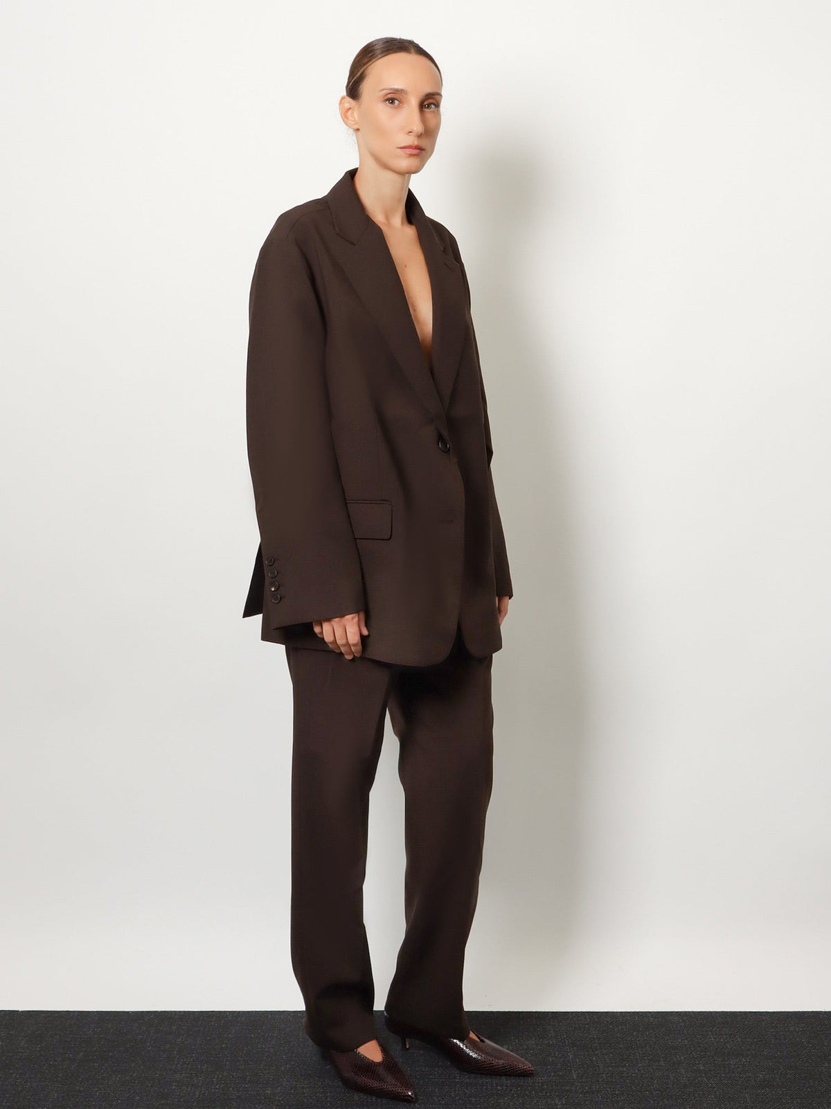 The Frankie Shop Bea Suit Tailored Pants - Dark Expresso