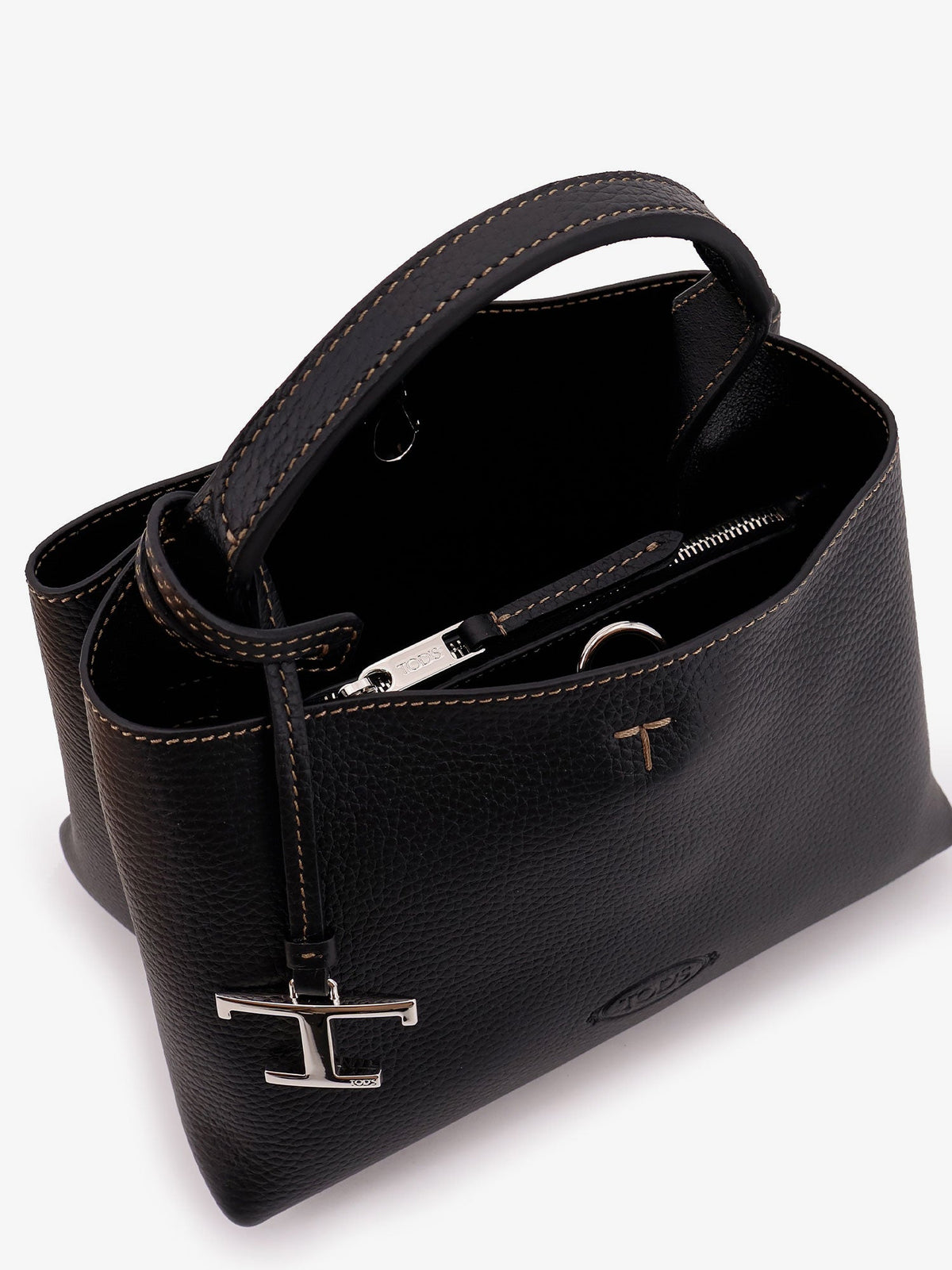 Tod's Micro leather crossbody bag with iconic stitching on the front - Nero