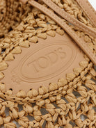 Tod's Raffia bucket bag with crochet motif - Beige