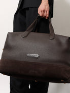 Tom Ford Leather travel bag with suede inserts - Chocolate