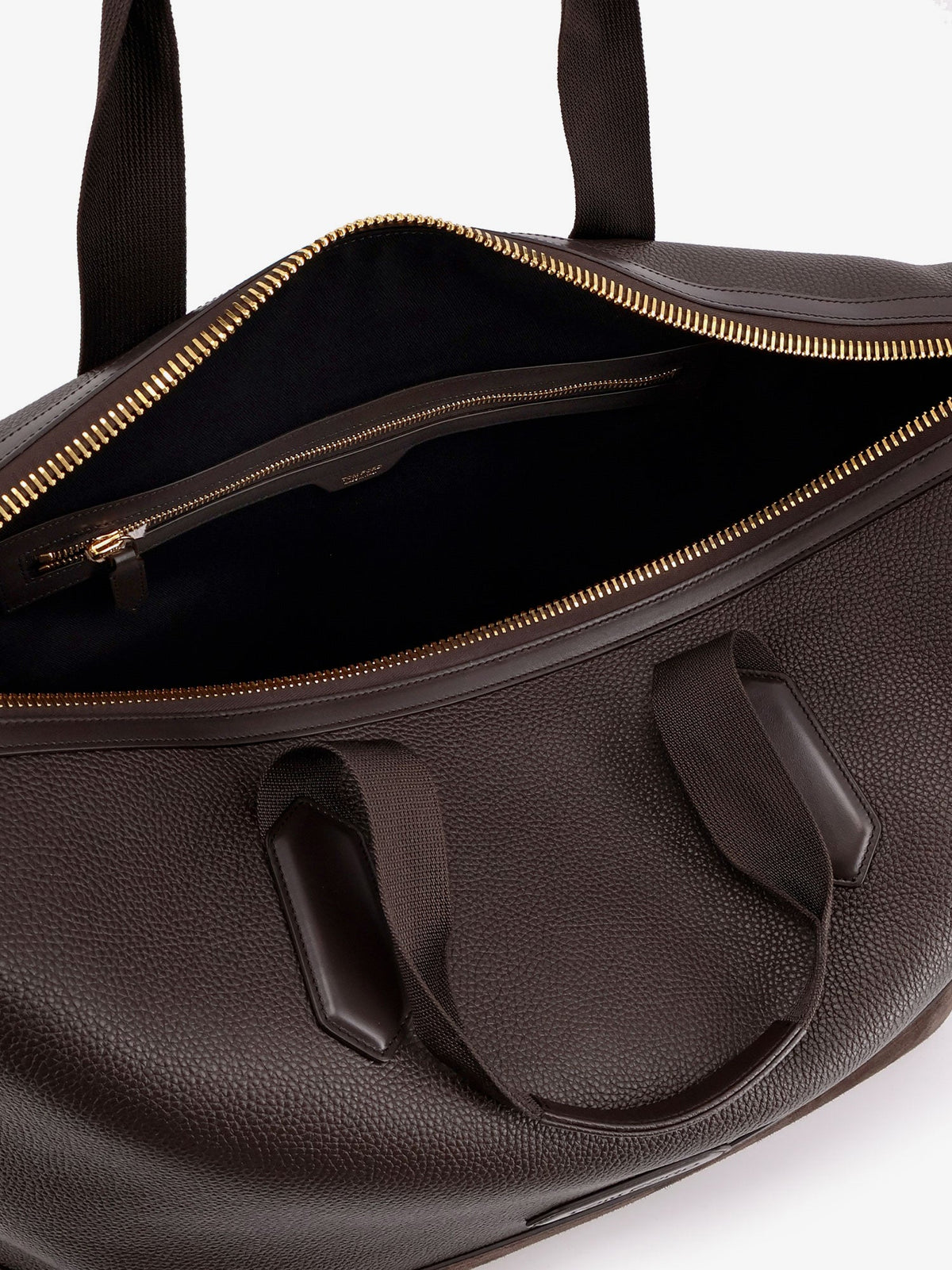 Tom Ford Leather travel bag with suede inserts - Chocolate