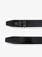 Tom Ford Leather belt with enameled logo - Black