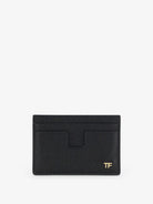 Tom Ford Leather card holder with logo - Black
