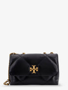 Tory Burch Kira quilted leather shoulder bag with metal logo - Black
