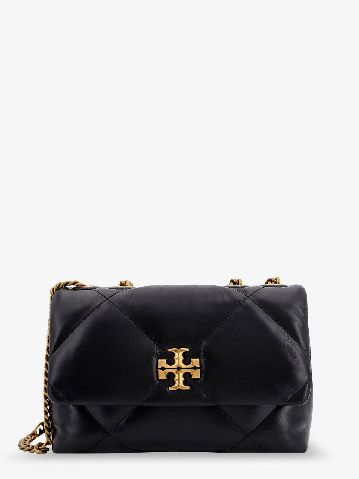 Tory Burch Kira quilted leather shoulder bag with metal logo - Black