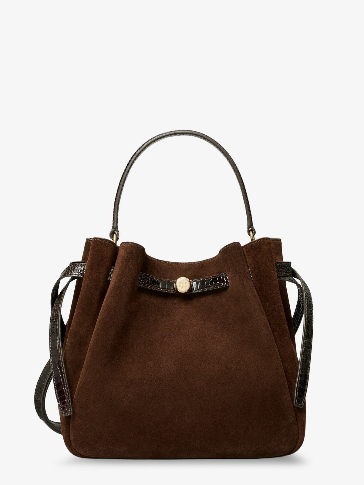 Tory Burch Romy suede bucket bag - Darkcocoa