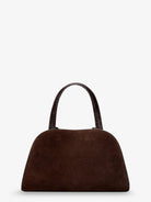 Tory Burch Romy Small suede satchel bag with shoulder strap - Darkcocoa