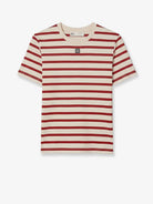 Tory Burch Cotton T-shirt with striped pattern - Lightivoryred