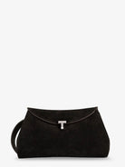 Toteme T-Lock suede handbag - Espresso