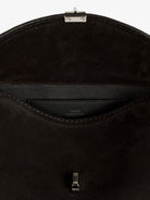 Toteme T-Lock suede handbag - Espresso