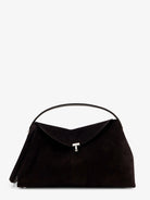 Toteme T-Lock suede handbag - Espresso