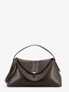 Toteme T-Lock Leather Handbag - Bark