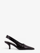 Toteme Leather décolleté with crocodile print - Dark Brown