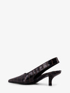 Toteme Leather décolleté with crocodile print - Dark Brown