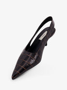 Toteme Leather décolleté with crocodile print - Dark Brown