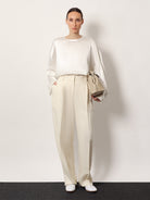 Toteme Double-pleat fluid viscose trousers - Ecru