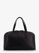 Toteme Leather handbag with engraved logo on the front - Black