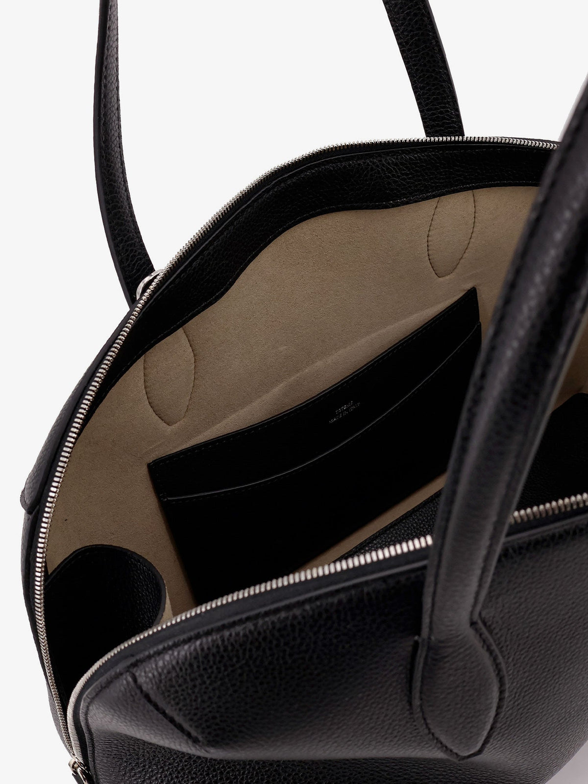 Toteme Leather handbag with engraved logo on the front - Black