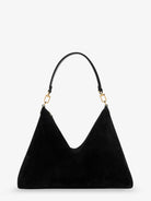 Toteme Medium Bevel Suede Shoulder Bag - Black