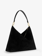 Toteme Medium Bevel Suede Shoulder Bag - Black