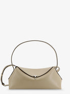 Toteme T-Lock hammered leather crossbody bag - Fawn